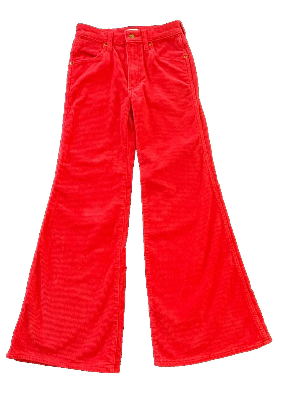 Wrangler Pants Womens 24/30 Red Wanderer 622 High Rise Flare Corduroy Stretch